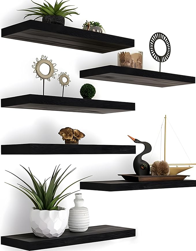 YYWUOJJ Wood Floating Shelves for Wall Decor, Rustic Wall Shelves for Bedroom by YYWUOJJ