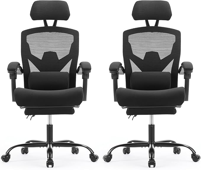 Sweetcrispy Office Computer Desk Chair Set of 2, Ergonomic High-Back Mesh by Sweetcrispy