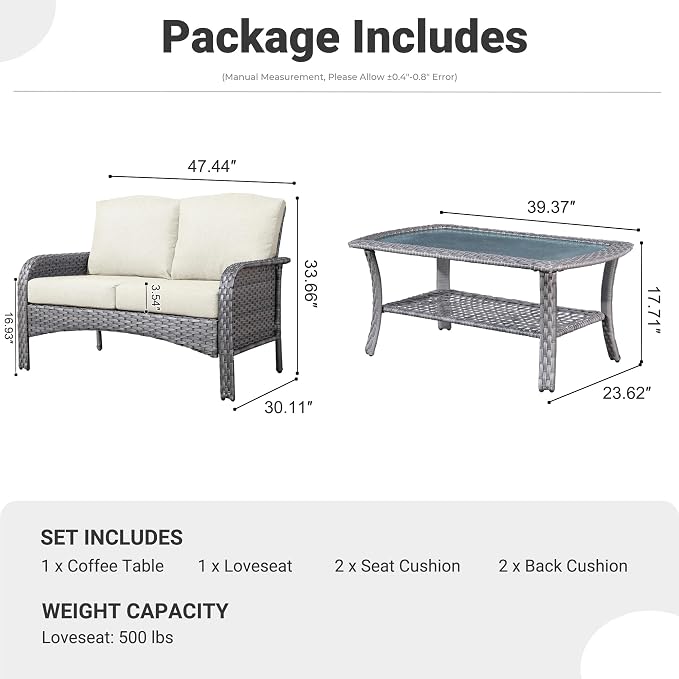 ovios 2-Piece Patio Furniture Set, Outdoor Wicker Sofa - Image 9