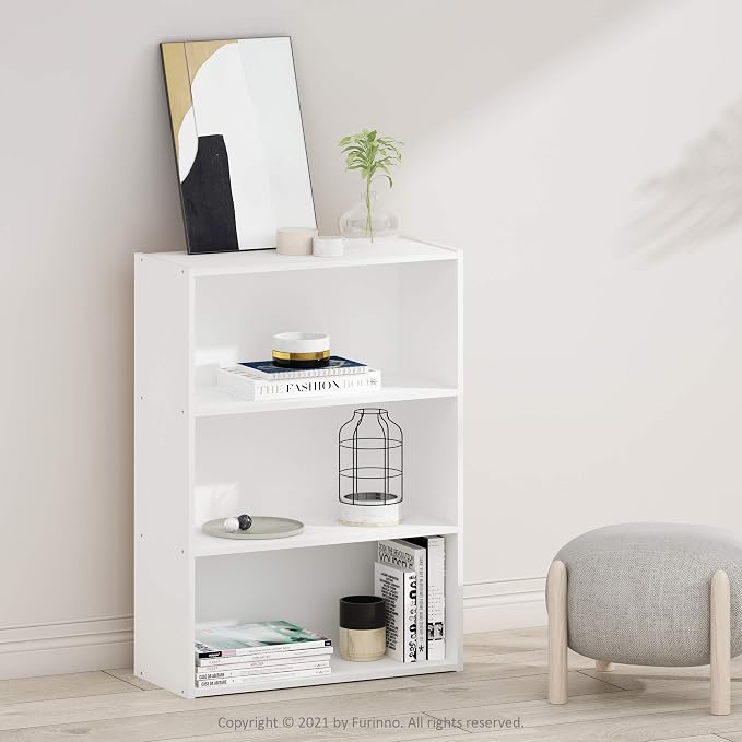 Furinno PASIR Book Shelf, 3-Tier Bookshelf, Storage Shelves Bookcase, 9.7 x - Image 2
