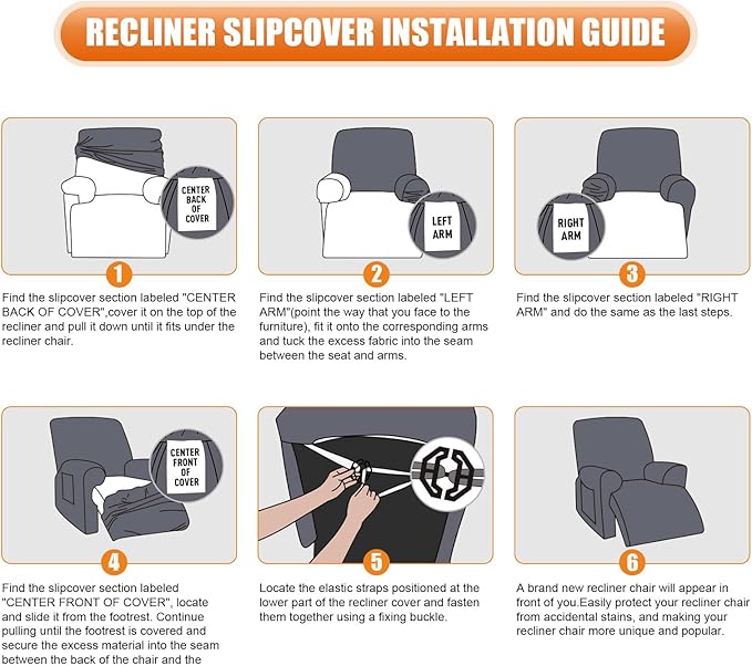 VANSOFY Oversized Recliner Chair Cover, 4-Pieces Stretch Recliner Covers - Image 4