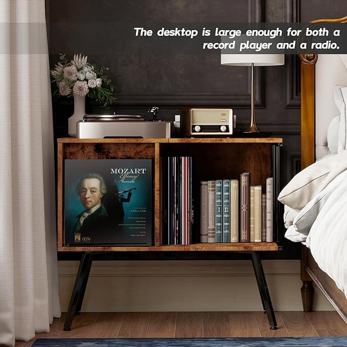 Faesun Flip Top Record Player Stand, Large Turntable Stand Holds up to 150+ - Image 5