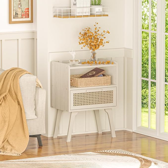 Lerliuo Rattan Nightstand, Side Table - Image 2