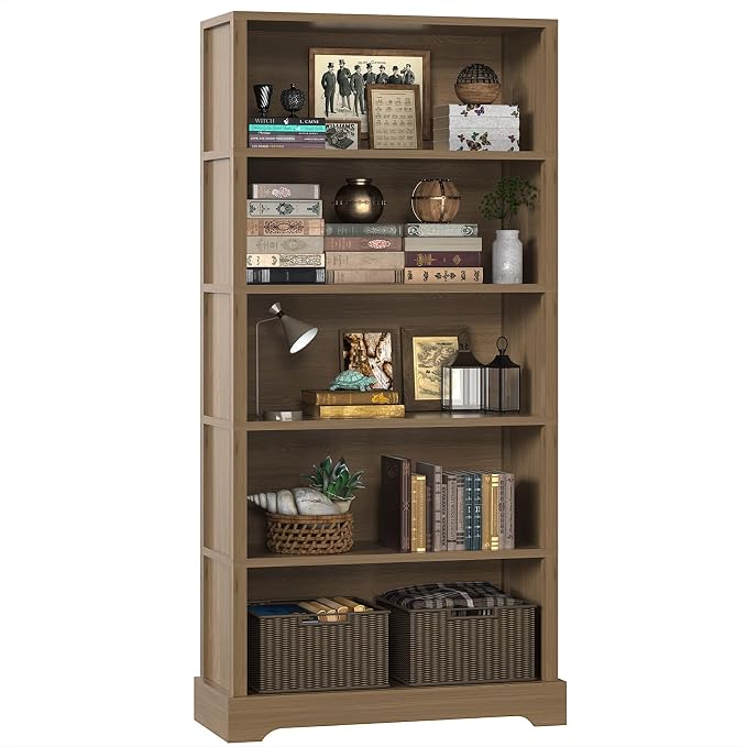 TVU 5-Tier Wooden Bookshelf, 31.5" W Standing Book Shelf by TVU