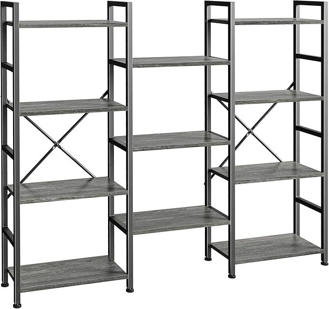 SUPERJARE Triple Bookshelf, Bookcase by SUPERJARE