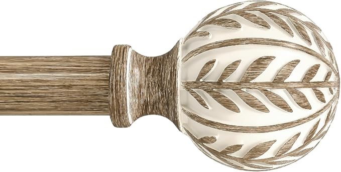 QDWIS Boho Wood Curtain Rods for Windows 72 to 144 inch, Rustic Decorative by Unknown