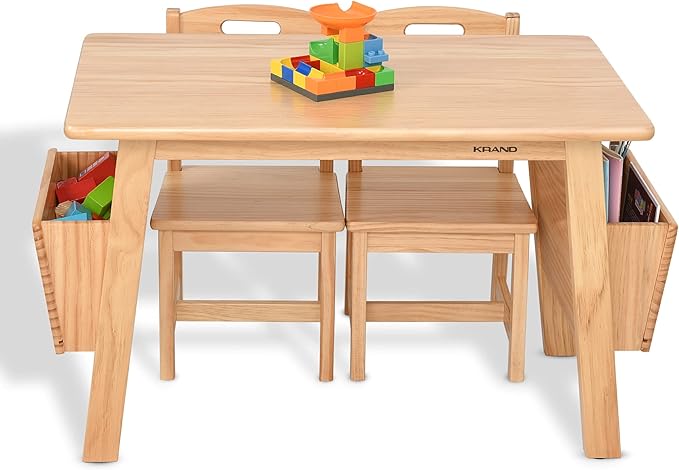 Kids Solid Wood Table and 2 Chair Set - Image 3