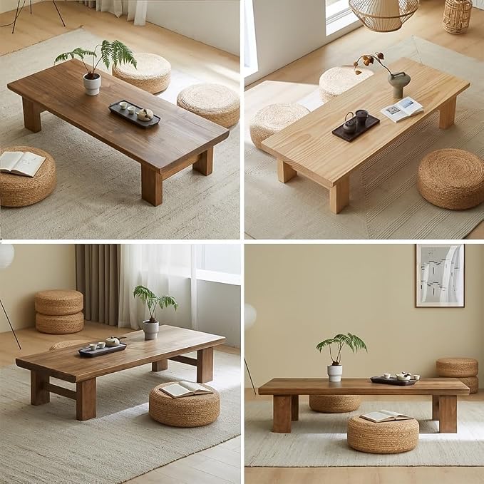 Japanese Style Vintage Tea Table Low Table Rectangular Tatami Table Sitting On - Image 2