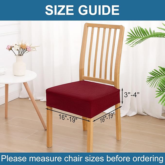 Smiry Waterproof Seat Covers for Dining Room Chairs Set of 4, Stretch Jacquard - Image 2