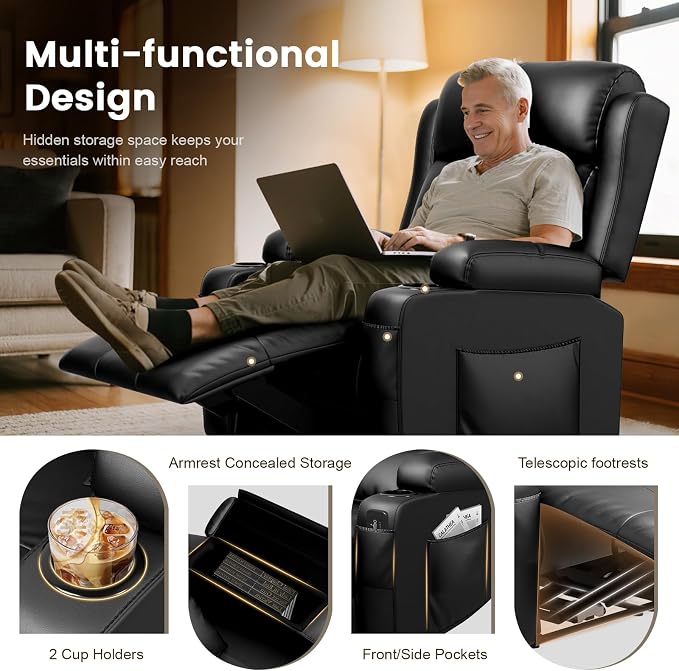 Recliner Sofa Set, Home Theater Seating Wall Hugger Recliners - Image 8
