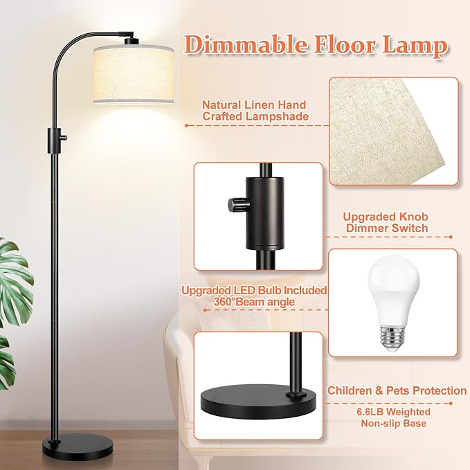 Nintiue Upgraded Modern Arc Dimmable Tall Standing Floor Lamp - Image 4