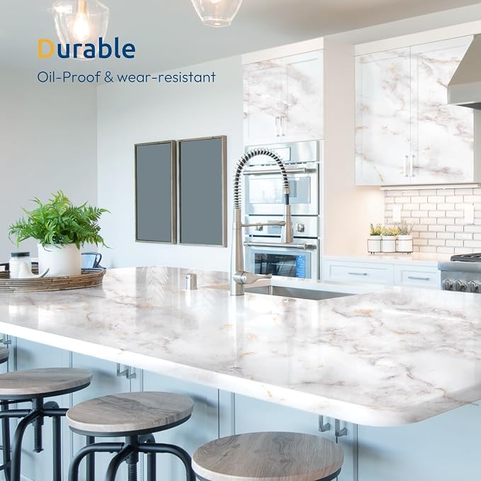 rabbitgoo Glossy Marble Contact Paper Peel and Stick Wallpaper 35.4" x 78.7" - Image 5