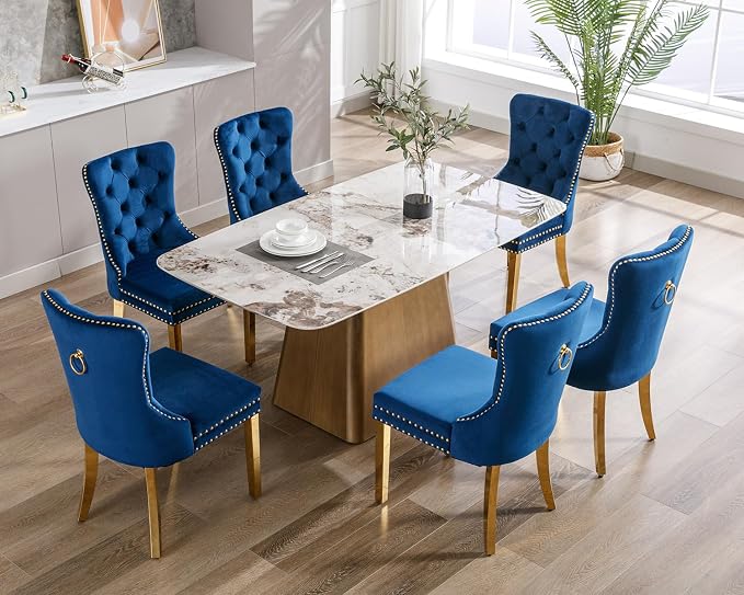 KCC Velvet Dining Chairs Set of 4, Upholstered High-end Tufted Dining Chair - Image 8