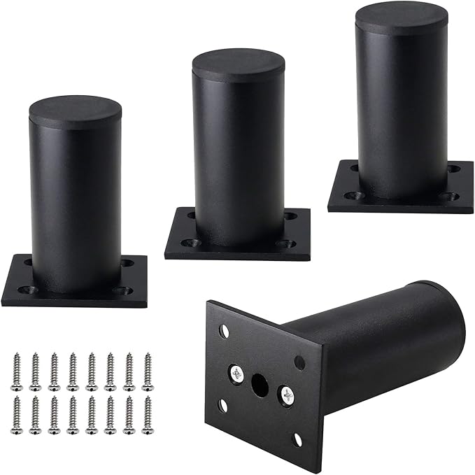 Set of 4 Furniture Legs 3 Inch, Adjustable Aluminum Alloy Cabinet Legs by Kyuionty