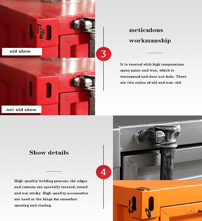 ZHAOYONGLI-End Tables Industrial Wind Bedside Table, Container Style Locker - Image 7
