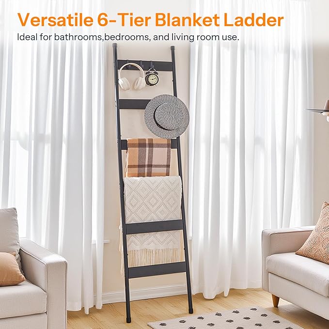 HOOBRO Blanket Ladder, 6-Tier Towel Rack - Image 5