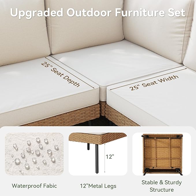 Aoxun 8 Piece Patio Furniture Set, 8 Seats Outdoor Sectional Sofas - Image 2