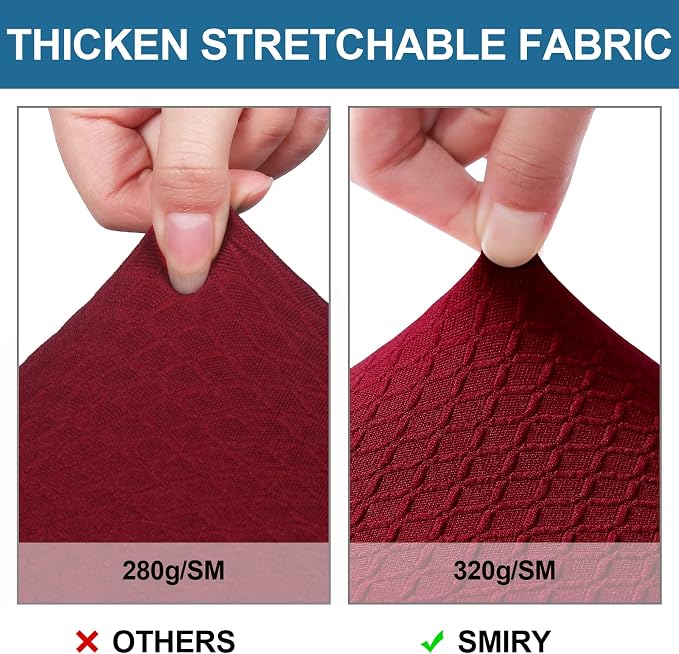Smiry Waterproof Seat Covers for Dining Room Chairs Set of 6, Stretch Jacquard - Image 4