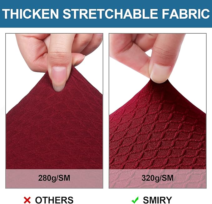 Smiry Waterproof Seat Covers for Dining Room Chairs Set of 2, Stretch Jacquard - Image 4