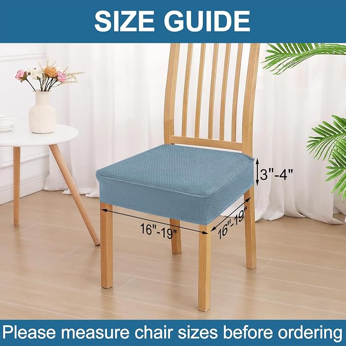 Smiry Waterproof Seat Covers for Dining Room Chairs Set of 4, Stretch Jacquard - Image 2