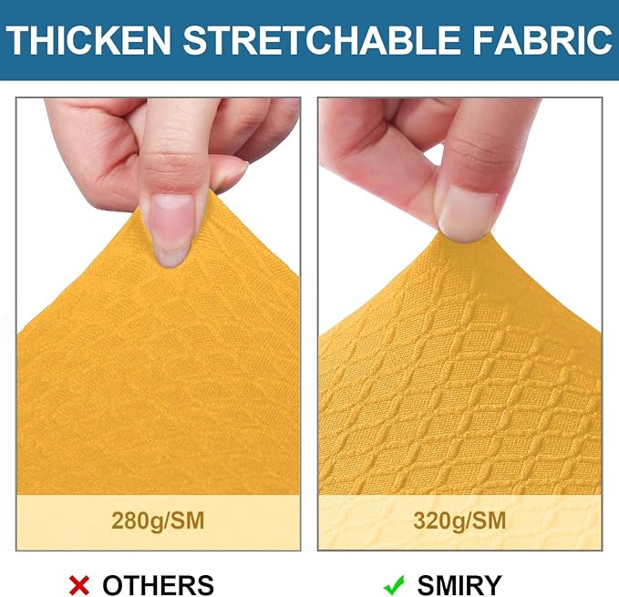 Smiry Waterproof Seat Covers for Dining Room Chairs Set of 4, Stretch Jacquard - Image 4