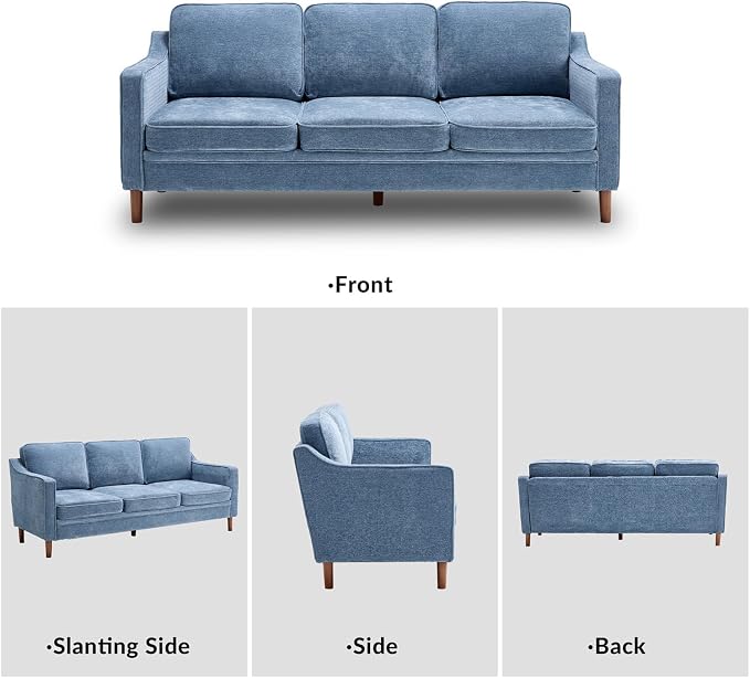 Kingfun 80" Chenille Sofa, 3 Seater Couch, Mid Century Modern Couches - Image 9