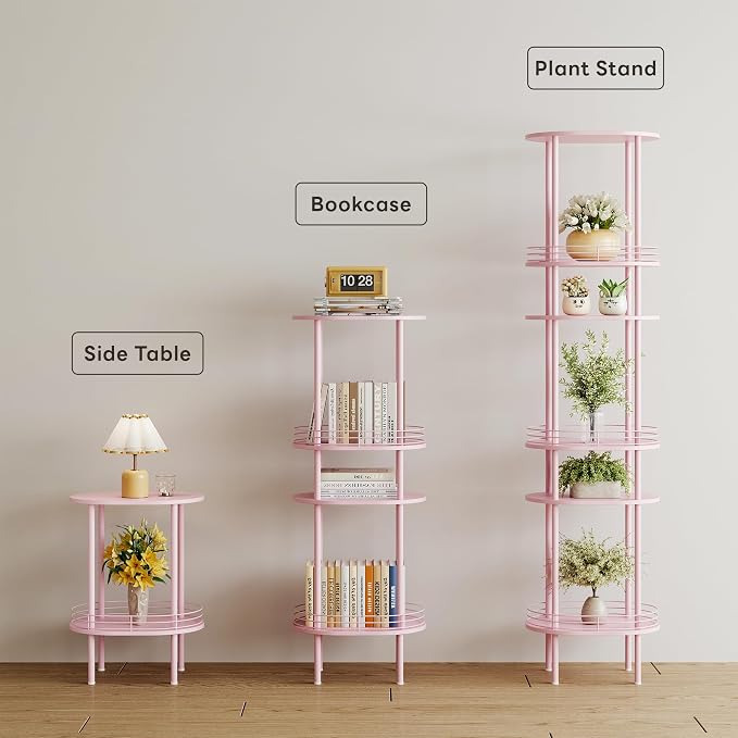 Pink Side Table Set of 2, Small Modern Round Side Table - Image 4