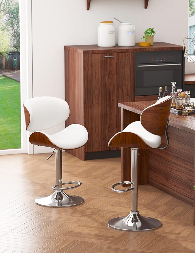 YaFiti Bar Stools Set of 4, Modern Pu Leather Swivel Adjustable Bar Stool - Image 8