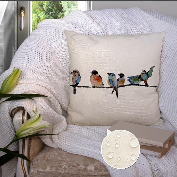 RABUSOFA Outdoor Pillow Covers Waterproof 18x18 Inch, Outdoor Bird Lumbar Throw - Image 3