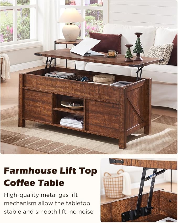 OKD 48" Farmhouse Lift Top Coffee Table - Image 2