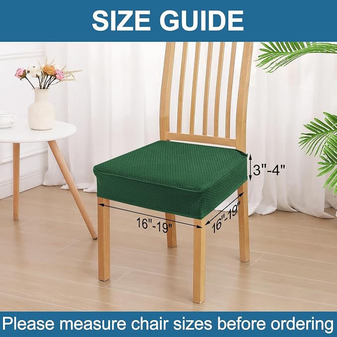 Smiry Waterproof Seat Covers for Dining Room Chairs Set of 6, Stretch Jacquard - Image 2