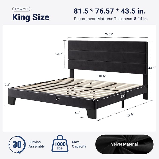 Allewie King Size Platform Bed Frame - Image 2