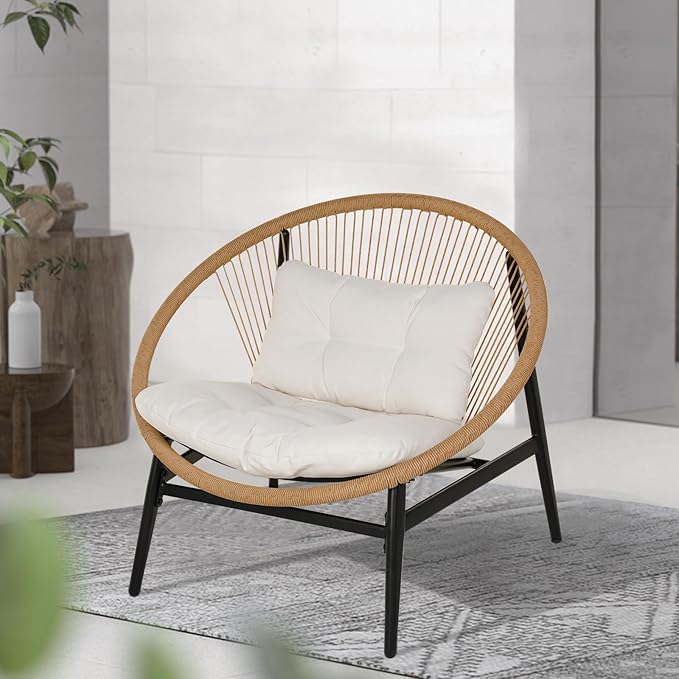 Grand patio 1-Piece Wicker Outdoor Chair, Patio Oversized Chair by GrandPatio