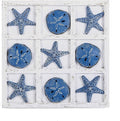 NIKKY HOME Beach Decor Tic Tac Toe 5 Sand Dollars & 5 Starfish Pieces Wood by NIKKYHOME