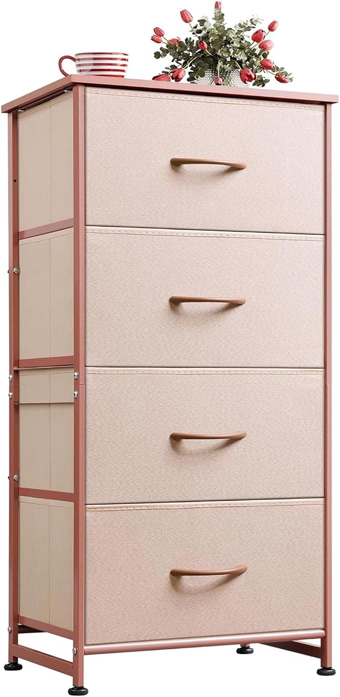 WLIVE 4 Drawers Dresser for Bedroom, Dresser for Hallway, Sturdy Steel Frame by WLIVE
