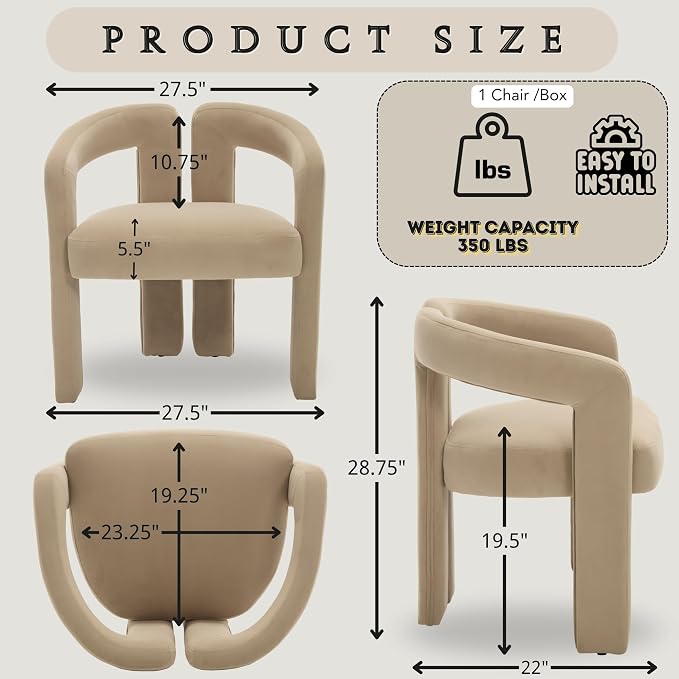 Hyfirm Upholstered Barrel Dining Chairs Set of 4, Velvet Kitchen Accent Chairs - Image 2
