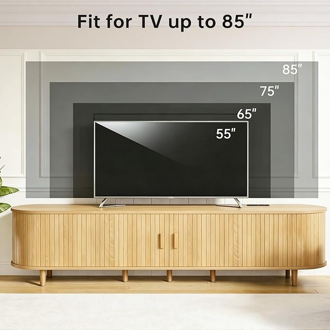 80" Mid Century Modern TV Stand, Wood TV Consoles - Image 7