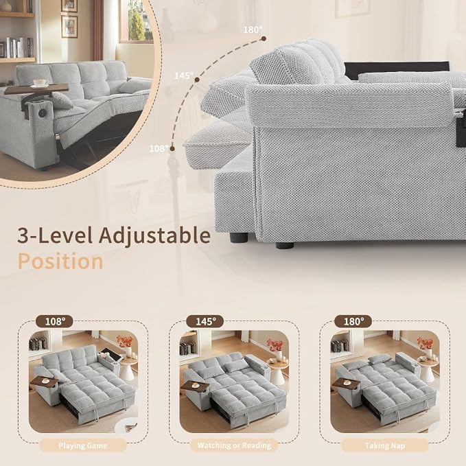 oaaktu Large Size Convertible Sleeper Sofa Bed, Polka dot Velvet Pull Out Futon - Image 6