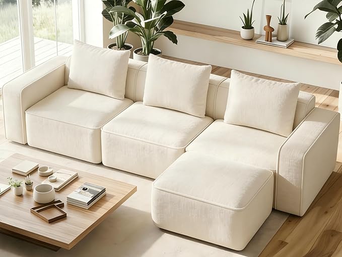 Welzona 103" Modular Sectional Sofa, Minimalist Comfy Cloud Couch Sectional by WelzonaDirect