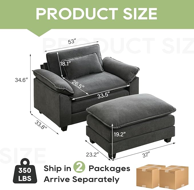 Oprisen 53" Modular Sectional Sofa, Comfy Cloud Couch Sectional Sofa - Image 2