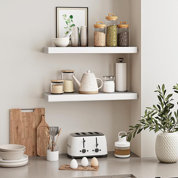 Fixwal White Shelves, Bathroom and Kitchen, Wall Mounted Shelves - Image 5