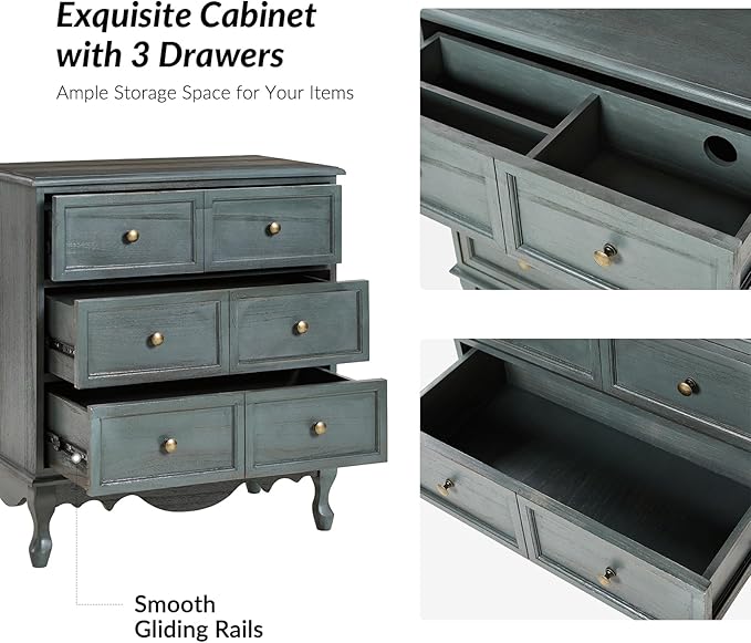 HULALA HOME 3-Drawer Nightstand - Image 4
