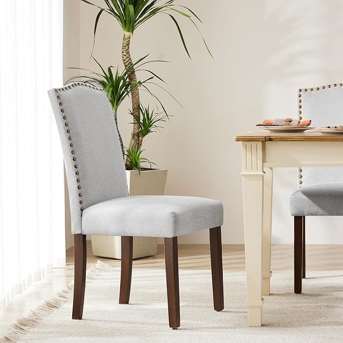 DUMOS Upholstered Dining Chairs Set of 6, Farmhouse Fabric Dining Room Kitchen - Image 7