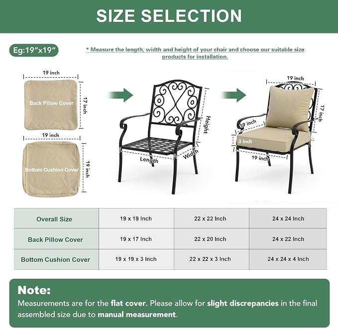 Summsun Outdoor Chair Cushions 24 x 24 Inch, Faux Linen Patio Furniture Cushions - Image 7