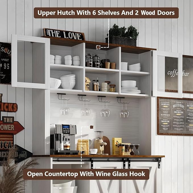 4ever2buy Farmhouse Coffee Bar Cabinet - Image 6