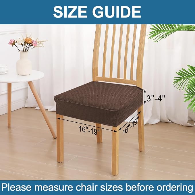 Smiry Waterproof Seat Covers for Dining Room Chairs Set of 6, Stretch Jacquard - Image 2