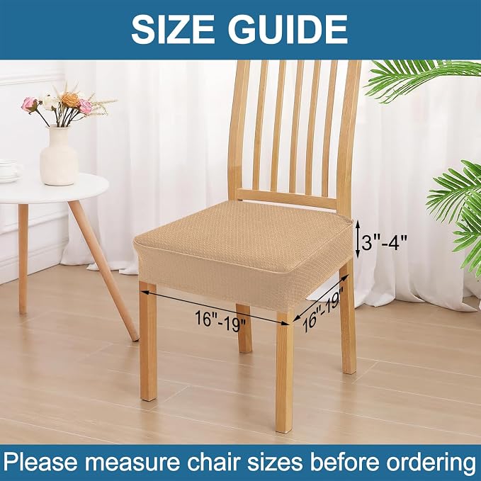 Smiry Waterproof Seat Covers for Dining Room Chairs Set of 6, Stretch Jacquard - Image 2