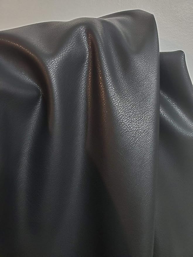 NAT Leathers | Black Thin Garment 0.6 mm Soft Faux Vegan Leather PU | 10 Yards - Image 4