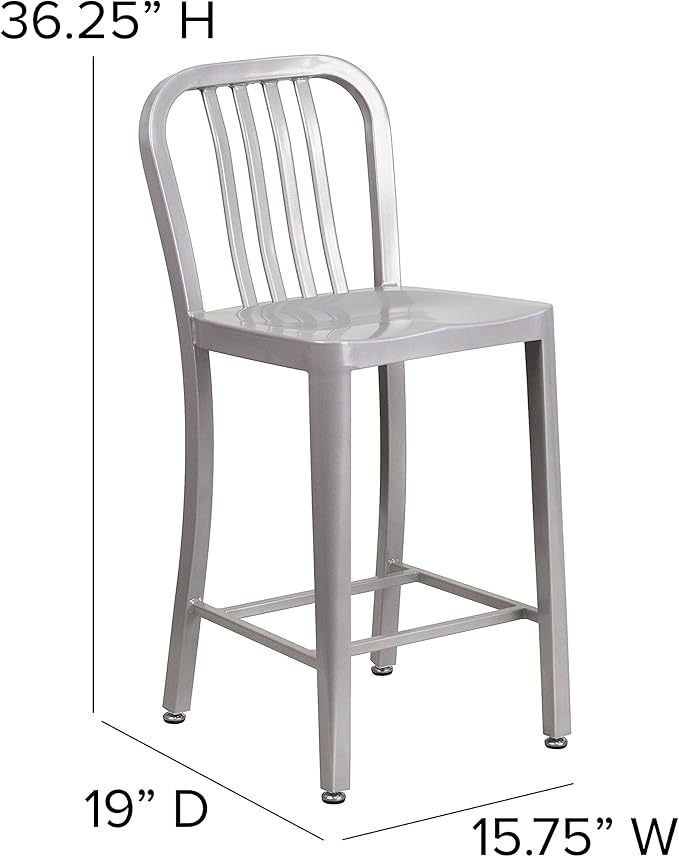 Flash Furniture Gael Commercial Grade 2 Pack 24" High Silver Metal - Image 3