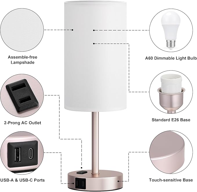 Fenmzee Antique White Bedside Table Lamp - Image 6